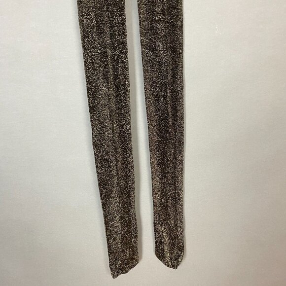 Express Tights Glitter Black Gold Women Sz Medium Large New Years Eve Christmas - Picture 9 of 11